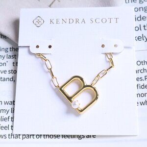 Kendra Scott Letter B Gold Freshwater Cultured Pearl Necklace